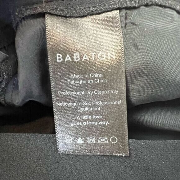 Babaton Fine Japanese Fabric Black Pull On Tapered High Waisted Ankle Pants 2 - Picture 11 of 15